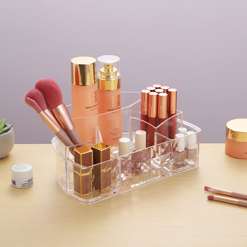 Clear acrylic cosmetic and brush organiser